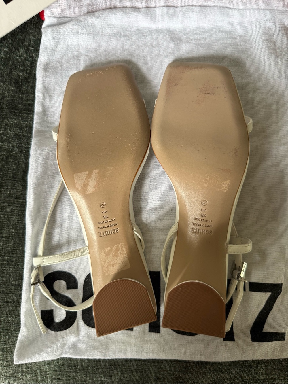 Schultz Heloise Mid Block White Slingback Sandals - Picture 7 of 16